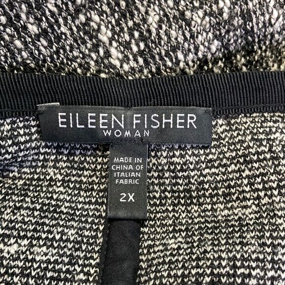 Eileen Fisher Cardigan Zip Front Jacket 2X Black Tweed Stretch Top - Picture 4 of 14